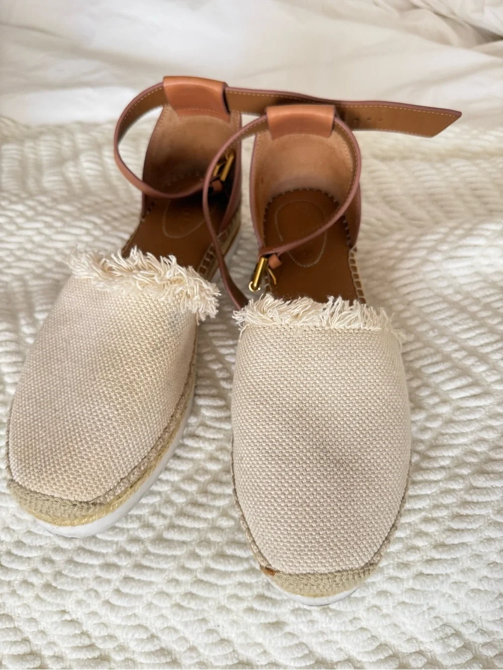 See By Chloe Glyn Espadrille Sandals in Natural, sz 41